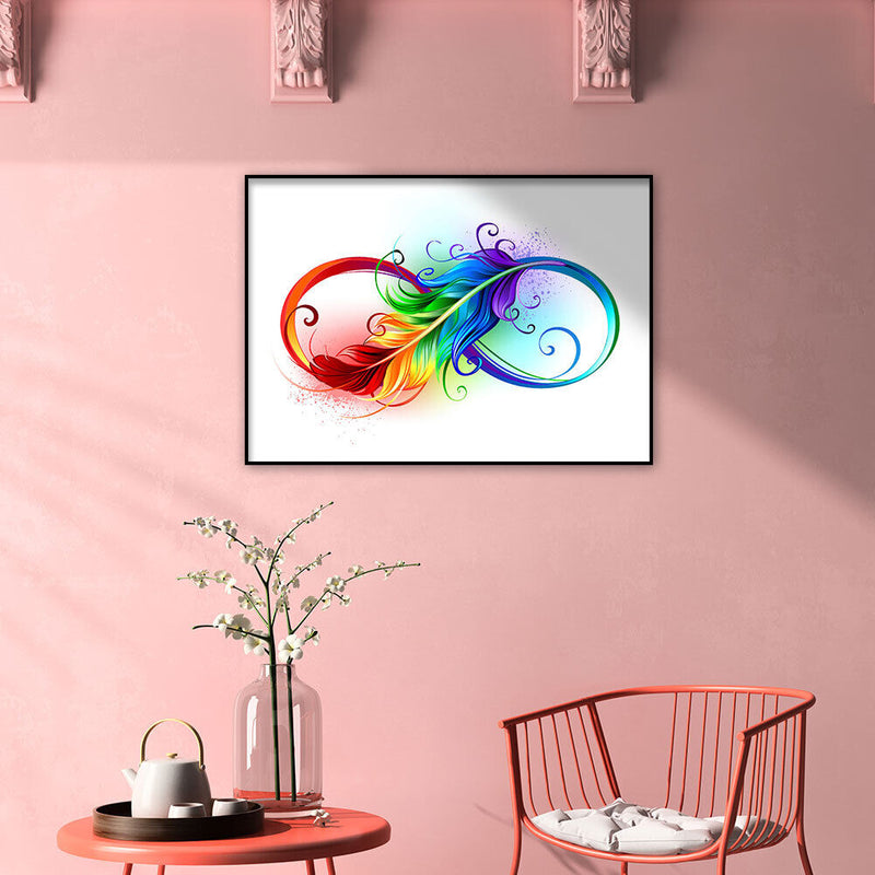 DIY Hand Painted Paint By Numbers Oil Canvas Pictures Colorful Feather Kits