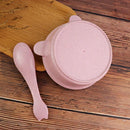 Dinnerware Plastic Bowl Spoon Set Panda Design Wheat Straw Baby Feeding Bowl