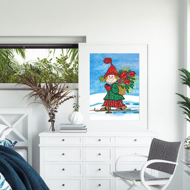 Girl Skiing 5D Part Drill Special Shaped Kit DIY Diamond Painting Home Ornaments