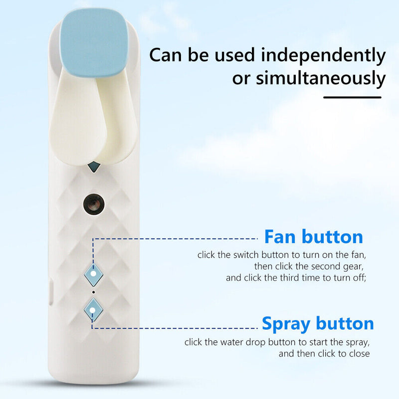 #A 2 in 1 Rechargeable Handheld Fan USB Rechargeable Face Steamer Air Conditione