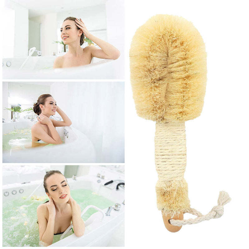 Bathroom Cleaning Brush Wooden Handle Plant Fiber Shower Exfoliating Scrub