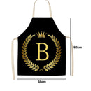 Letter B Printed Linen Apron Kitchen Waterproof Home Cooking Bibs (82X68CM)