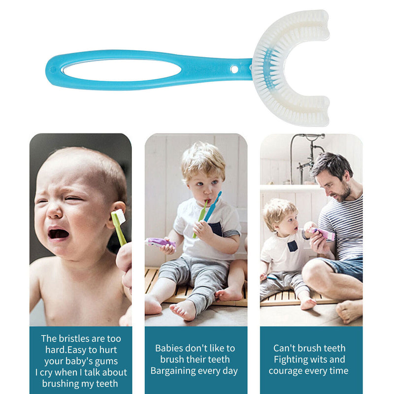 Kids U-Shaped Toothbrush Silicone 360 Degree Oral Care Cleaning Tool for Ki