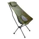 High Back Folding Camping Chair & Removable Pillow Moon Chair (Army Green)