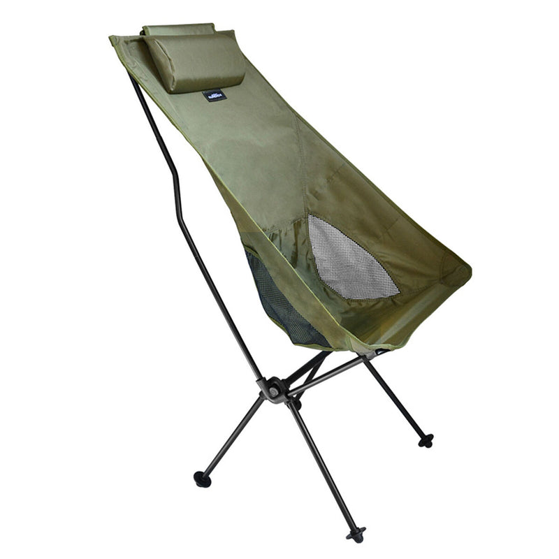 High Back Folding Camping Chair & Removable Pillow Moon Chair (Army Green)
