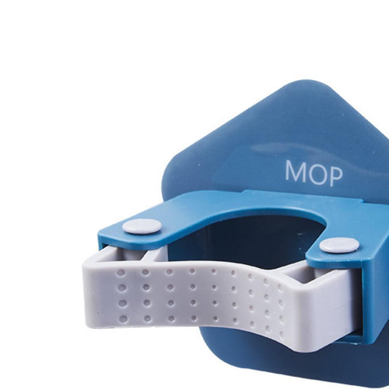 5pcs Adhesive Mop Holder Wall Mounted Anti-Slip Blue