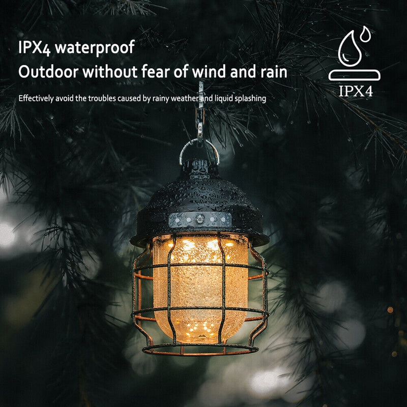 LED Camping Light USB Rechargeable Portable Outdoor Tent Lamp with Hook (A)