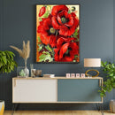 5D DIY Full Round Drill Diamond Painting Blooming red flowers Drawing