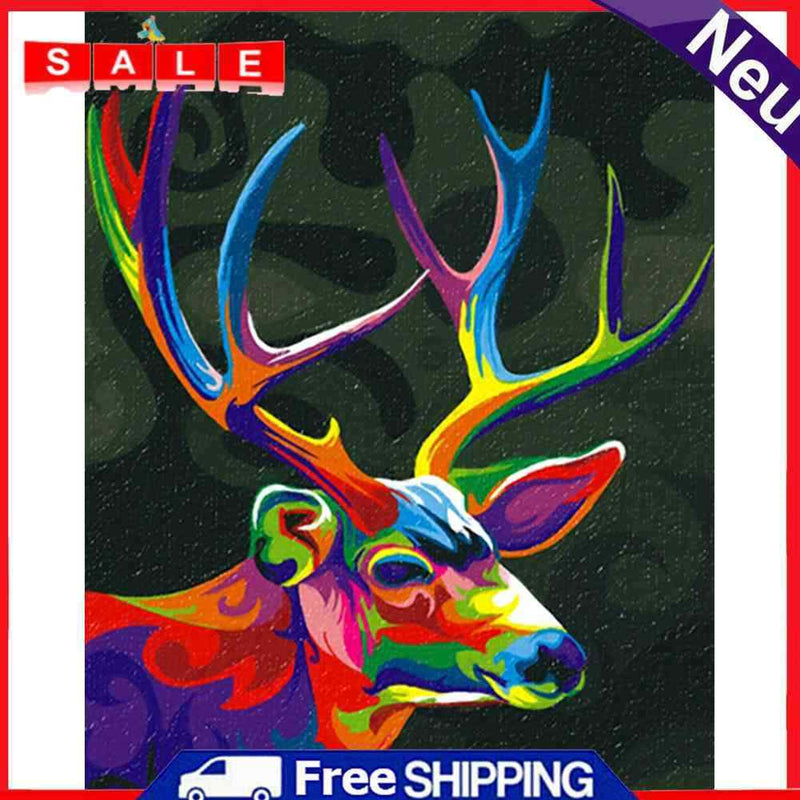 Colored Elk No Frame Pictures By Number DIY Digital Coding Oil Painting for Home