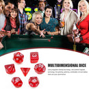 7pcs DND Polyhedral Dice 7 Sided Clear Desktop Fun Board Game Dice (Red)
