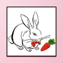 Partial Embroidery Turnip Rabbit 2-Beach 14CT Printed Cross Stitch Cotton Kit
