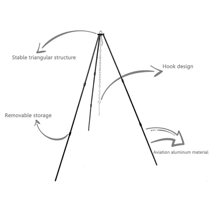 Mountainhiker Camping Picnic Grill Hanging Pots Outdoor Tripod Kit (Black)