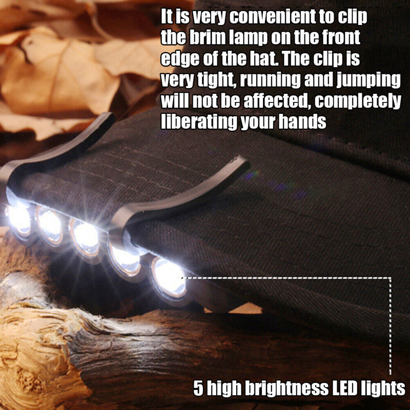 5 LED LED Cap Light Headlamp Flashlight Head Cap Hat Clip On Night Fishing