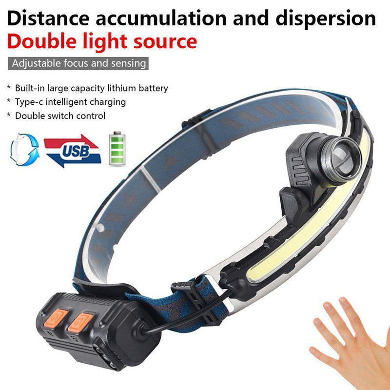 Sensor LED Headlight COB USB Headlamp Camping Riding Head Torch (W678-1)