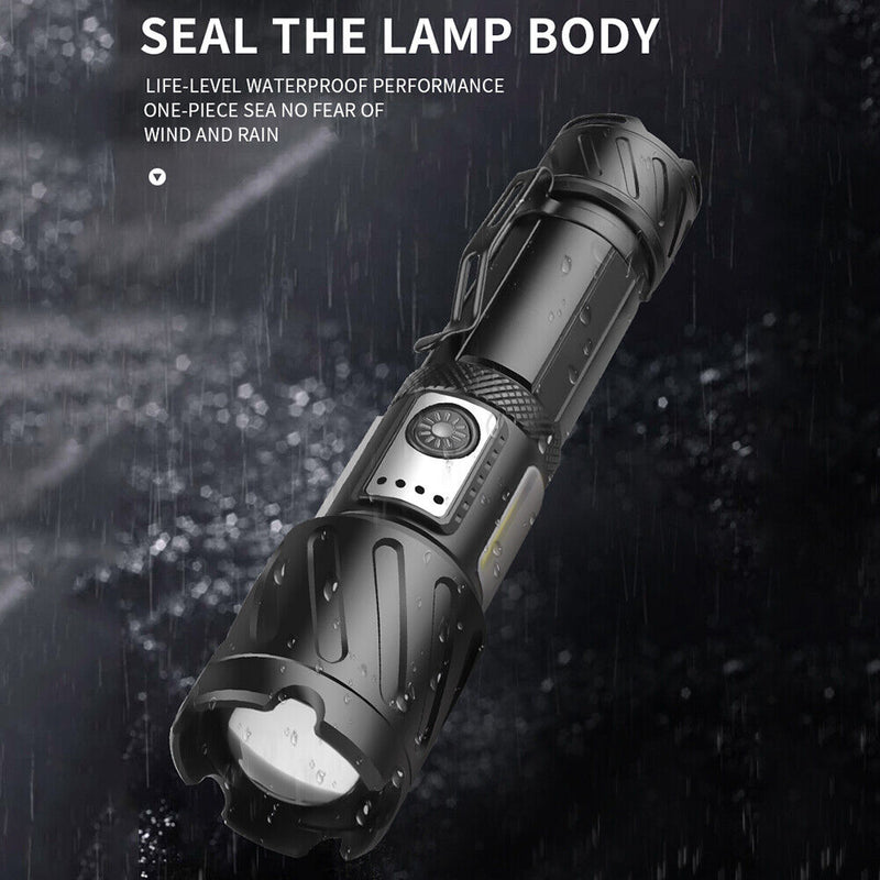 XHP160+ COB+ 12xLED Portable Torch USB Rechargeable Waterproof Flashlight Newly