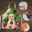 #A Christmas Dog Print Apron Linen Waterproof Cooking Bibs Sleeveless Kitchen