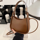 Ladies Designer Zipper Handbag Party Solid Color Crescent Shape Shoulder Bag