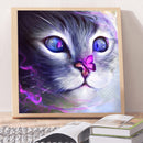 DIY Diamond Painting Purple Cat Full Round Drill Decor Art Picture for Home