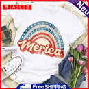 Independence Day Print Rainbow Tea T-Shirt (White L)