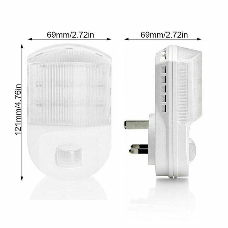 White LED Plug In Sensor Light PIR Motion Hallway Socket Lamps Night Lamp