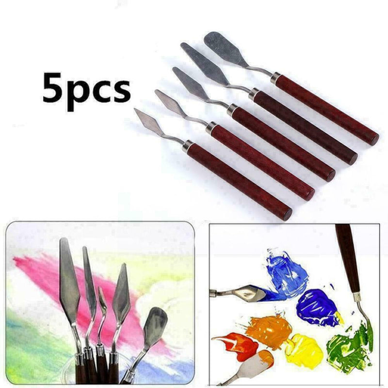 5pcs Steel Artist Oil Painting Palette Tool Art Kit L6C0 Paint F2U0 D1X0