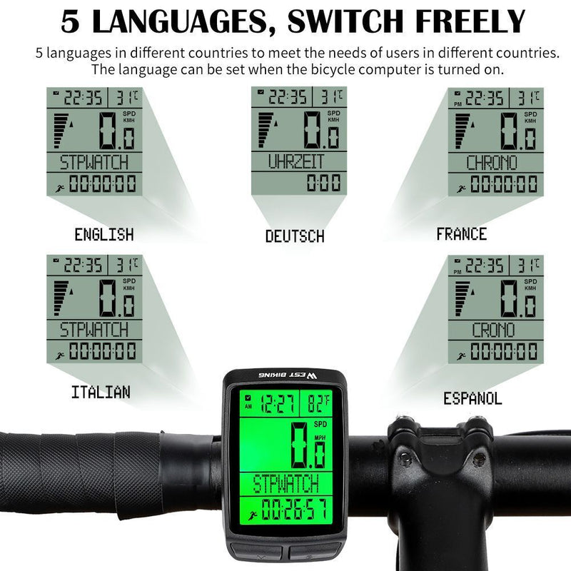 Wireless Stopwatch Bicycle Computer Cycling Odometer Bike Speedometer