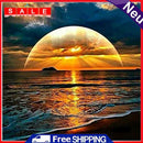 5D DIY Full Drill Square Shape Sea Sunrise Rhinestone Diamond Drawing for Home