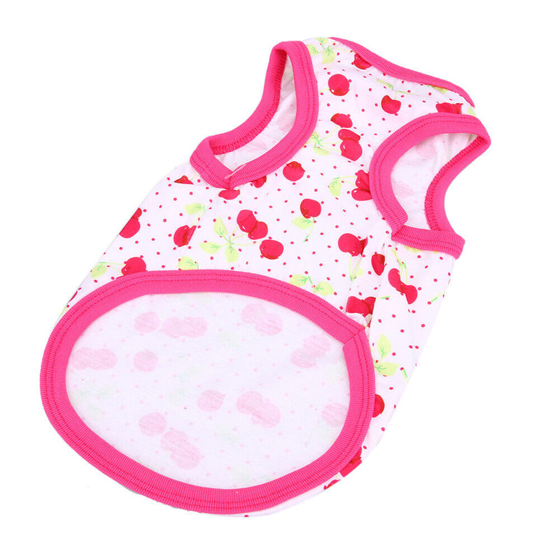 Spring Summer Puppy Small Dog Vest Clothes Pet Shirt (Cherry  Red)(L)