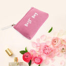 Fashion Women Letter Print Clutch Cosmetics Storage Makeup Bags (Rose Red)