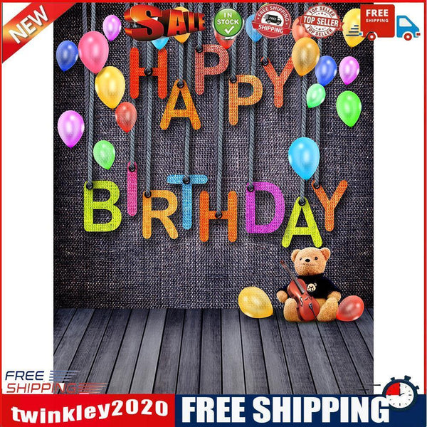 Happy Birthday Art Cloth Backdrop Photographic Studio Prop Kid Family Decor