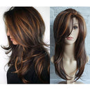 Full Wig Dark Brown High Temperature Silk Women Wig Long Straight  Wig