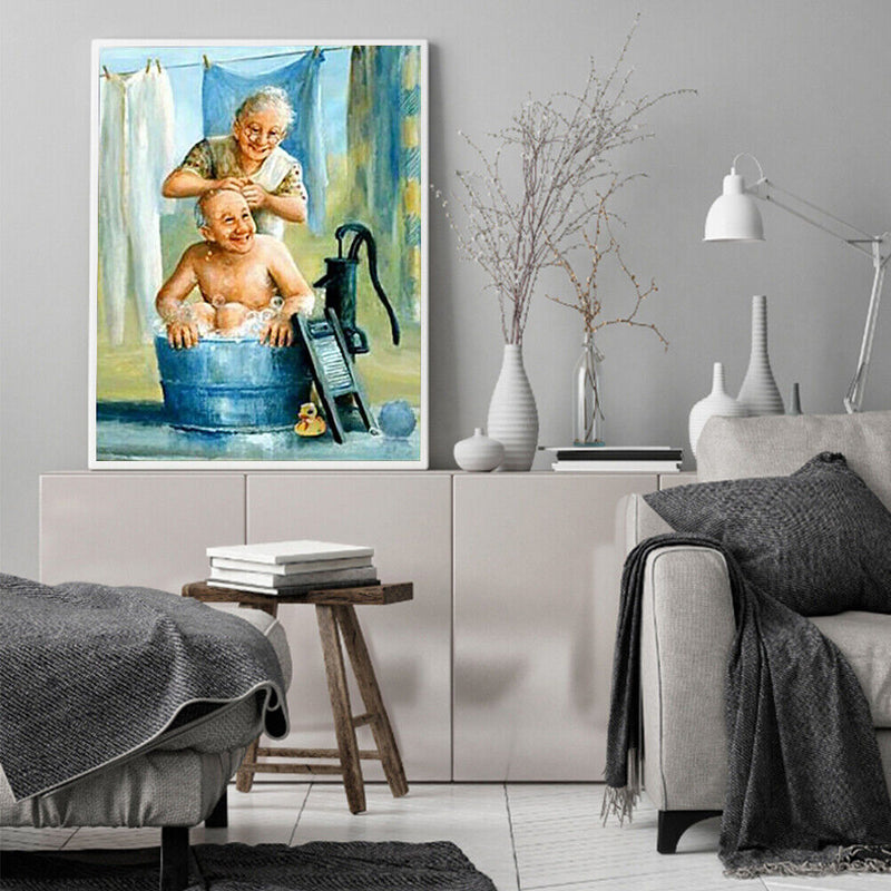 5D DIY Diamond Painting Old Couple Full Round Drill Mosaic Picture Rhinestones