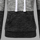 Women Long Sleeve Hit Color Stitching Drawstring Autumn Winter Leisure Hoodies