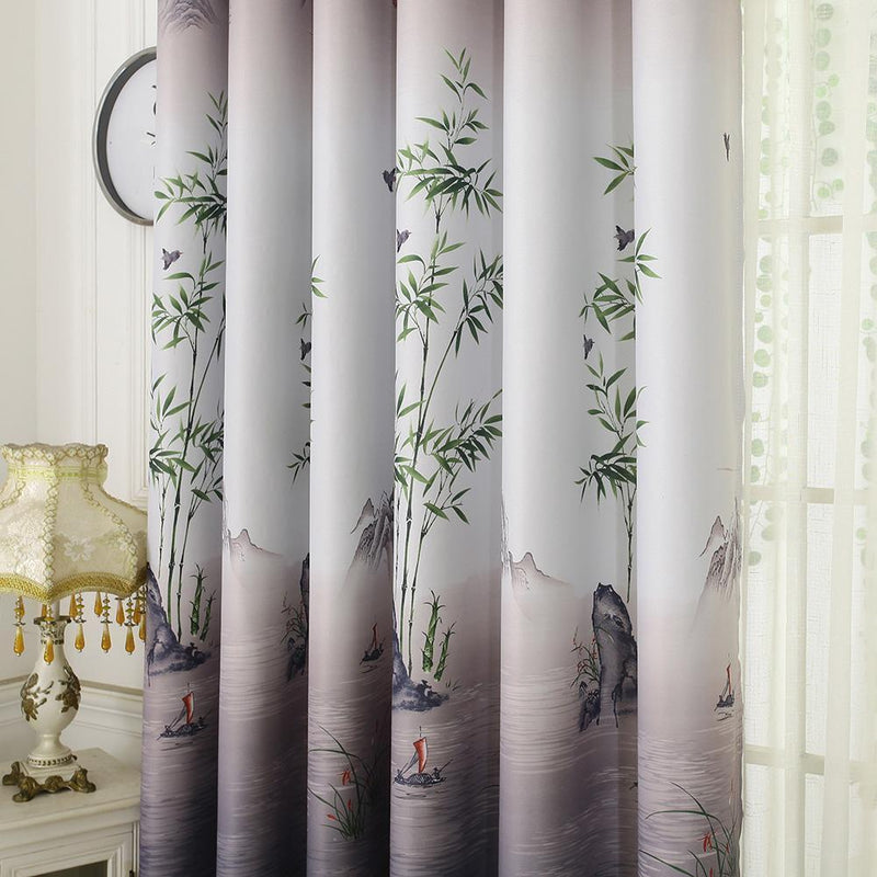 Pastoral Printed Blackout Curtains Window Blinds Drapes Living Room Decor