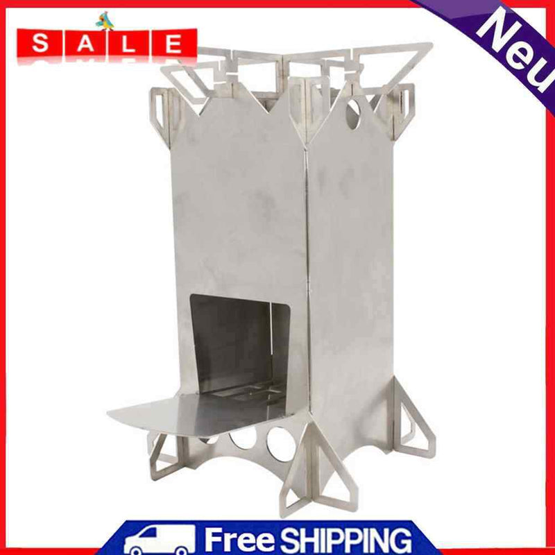 Stainless Steel Folding Wood Stove Outdoor Camping Picnic Burning Rocket Stove