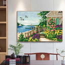 Cross Stitch Kits 11CT Stamped DIY Seaside Cabin Full Embroider Needlework