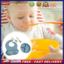 4pcs Silicone Tableware Kids Anti Slip Silicone Baby Feeding Set Bibs for Inf