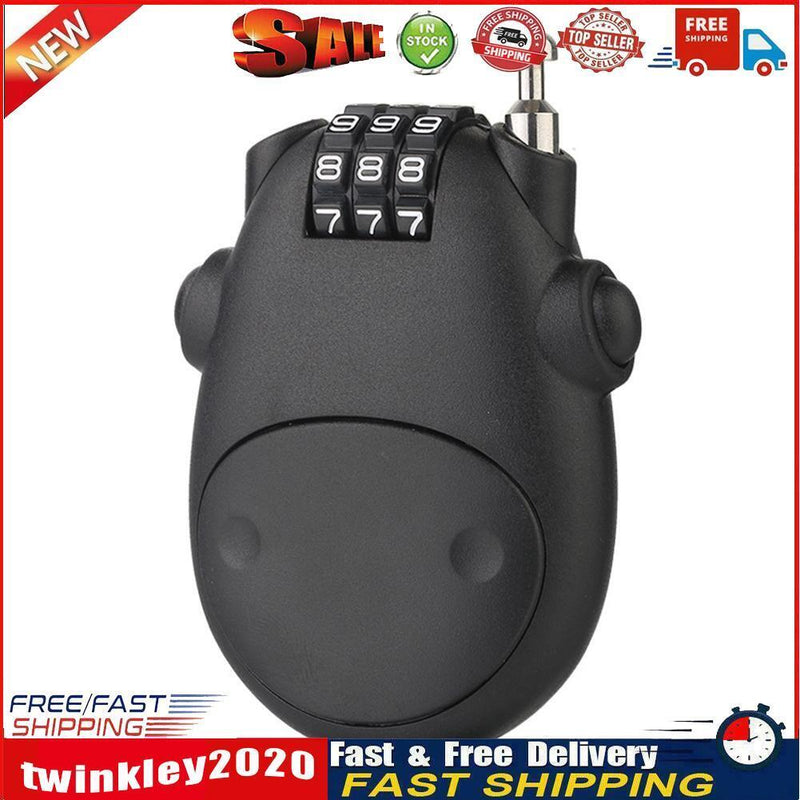 Cow Anti Theft Bicycle Helmet Password Lock Portable Bike Padlock (Black) Newly