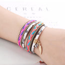 Winding Weaved Jewelry Bracelet Alloy Women Crystal Wristband(White)