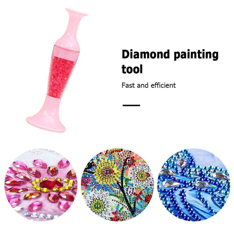 Flower Pot 5D Diamond Painting Point Drill Pen DIY Crafts (w/ Drill Pink)