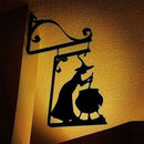 Holiday Decor Black Witch Sign Metal Witch Wall Silhouette for Garden Patio Door