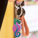 5pcs DIY Full Drill Special Shaped Diamond Painting Seahorse Key Ring Embroidery