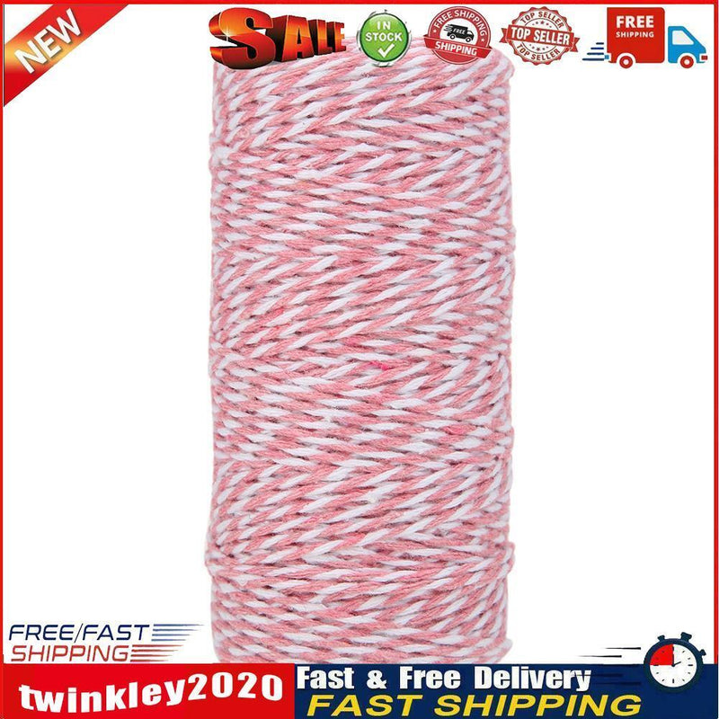 1 Roll 100 Meters 2Ply Cotton Twine DIY Weaving Handmade Craft Rope (Pink) Newly