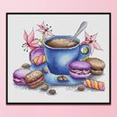 11CT Full Cross Stitch Coffee Dessert Stamped DIY Cotton Printed Wall Needlework