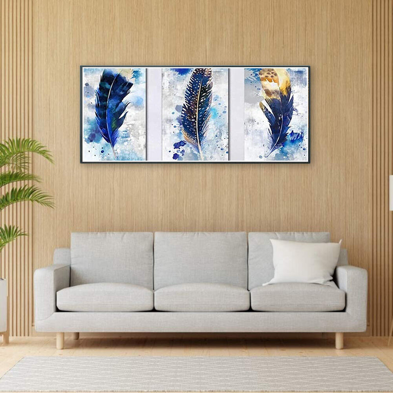 Feather Abstract 3 Panels Oil Paint By Numbers Kits Canvas Drawing DIY Coloring