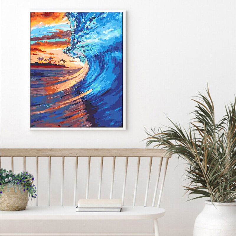 Waves Oil Paint By Numbers Kits Canvas DIY Picture Hand Painted Wall Art