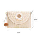Straw Clutch Bag Women Woven Pompom Flower Shoulder Crossbody Purse Handbag