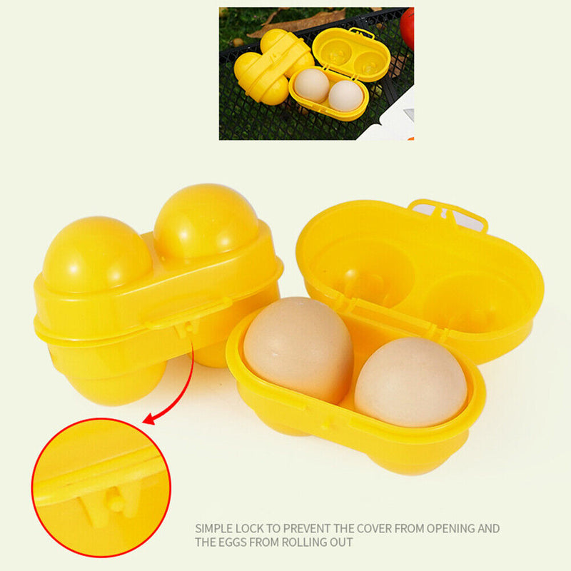 2 Grids Egg Protection Storage Box Camping Picnic Holder Container Yellow