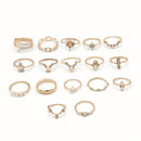Women Girls Knuckle Ring Geometric Ring Set Opening Finger Ring Bohemian