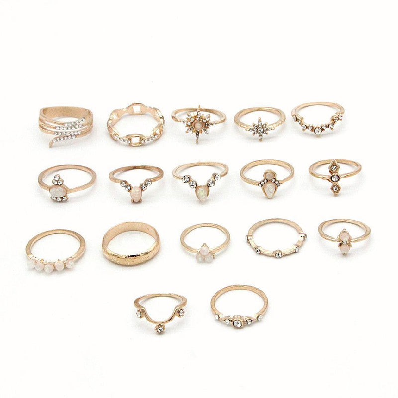 Women Girls Knuckle Ring Geometric Ring Set Opening Finger Ring Bohemian